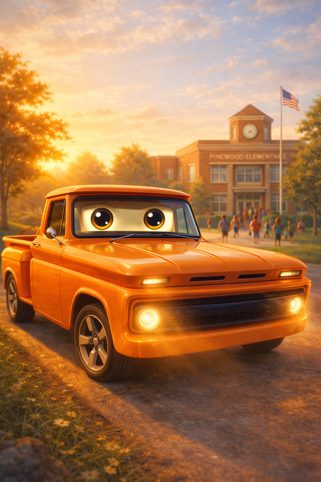 Bumper — the animated orange pickup truck character from the Uncle Aaron Road Tales series