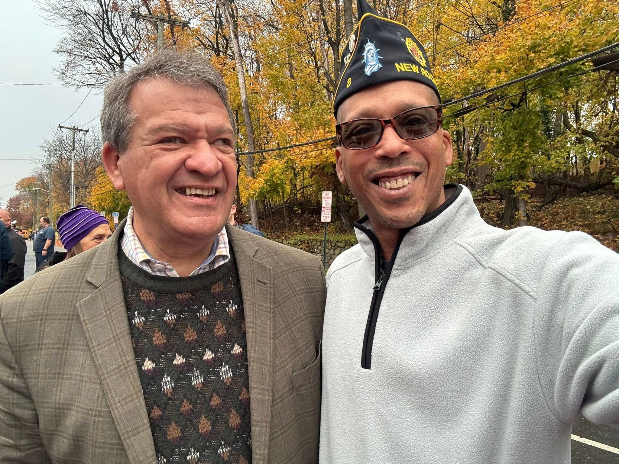 Aaron B. Kershaw with Senator George Latimer at the Thanksgiving Day Parade in New York